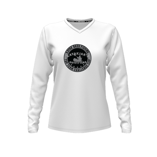 [FTLVCFWH-FYXS-LOGO2] Decker Comfort T-Shirt (Female Youth XS, White, V Neck, Logo 2, Long Sleeve)